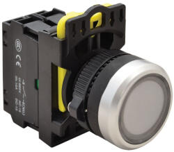 Tracon világító nyomógomb, fehér 1×NO, 5A/230V IP65, LED 230V AC/DC - NYG3-LW (NYG3-LW)