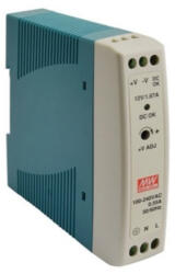 MEAN WELL Mini kapcsolóüzemű tápegység, DIN sínre Vin: 85-264 VAC/120-370 VDC, Vout: 12 VDC (0-1, 67A), P: 20 W Mean Well MDR-20-12 (MDR-20-12)