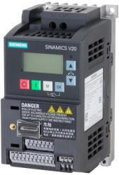 Siemens 6SL3210-5BB13-7UV1 frekvenciaváltó, 1x200-240VAC 0, 37kW/2, 3A, szűrő nélkül, BOP panellel, Siemens V20 Sinamics (6SL32105BB137UV1)