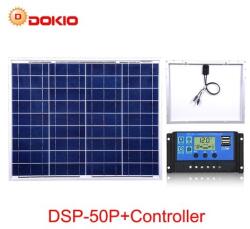 DokioSolar 50W-os Polikristályos napelem tábla + 20A töltésvezérlővel (DSP-50P)