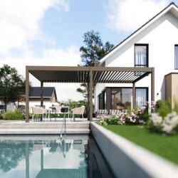  SUN ELEGANCE 3x6 m Motoros taupe szürke terasz pergola + LED világítás