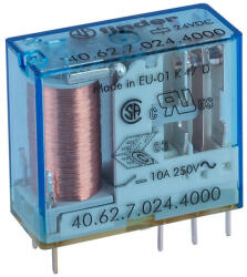 Finder 40.62. 7.024. 0000 Miniatűr printrelé, 2 váltóérintkező, 10A 24V DC, érzékeny (40.62.7.024.0000)