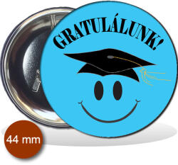 Kitűző, Smile ballagásra, kék 44 mm