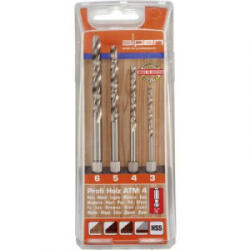 Alpen Fa spirál fúró készlet 4 részes 3 mm, 4 mm, 5 mm, 6 mm Alpen 603002100 1/4 (6, 3 mm) 1 készlet (603002100) - aqua