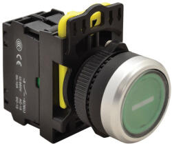 TRACON Világító nyomókapcsoló zöld (fehér I) 1×NO 5A/230V AC-15 IP65 LED 230V AC/DC Tracon NYK3-P1L (NYK3-P1L)