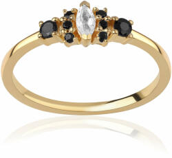  Aranyozott Ezüst Gyűrű Fekete Spinellel és Fehér Topázzal