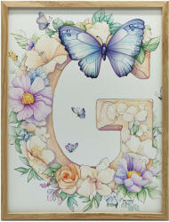  VÁSZONFESTMÉNY G BETŰ VIRÁGAL ÉS LEPKEKKEL KERET NÉLKÜL 70x100 CM