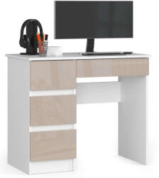 Akord A-7 90 cm Baloldali Számítógépes Asztal - Fehér-cappuccino Fényes (AKO-IP0PBIUCAPUPOLLEA)