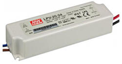 MEAN WELL Egykimenetes Class 2 tápegység LED alkalmazásokhoz, Vin: 90-264 VAC, Vout: 24 VDC (0-0, 84A), P: 20 W Mean Well LPV-20-24 (LPV-20-24)