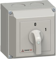 Ganz KKM0-20-6001 M1 BE-KI kapcsoló, tokozott kézikapcsoló 20A, IP65, 2P, KK1 tokozatába építve, Ganz (4AC6001XB00S10)