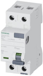 Siemens 5SV4312-0KL FI-relé 25A 2P 30mA, AC típus, N a bal oldalon (5SV43120KL)