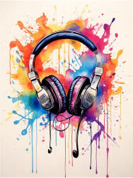  FESTMÉNY VÁSZON Akvarell ZENE FEJHALLGATÓRA KERET NÉLKÜL 70x100CM PREMIUM VÁSZON