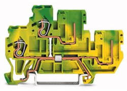 Wago 870-107 2 vezeték/2 tűs, emeletes sorkapocs2 vezeték/2 tű földelő dugaszolható sork, zöld-sárga (870-107)
