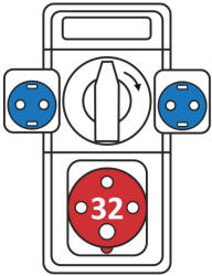 SEZ DK a. s Ipari kombináció: 1 db DAFB 32A 4P, 2 db VZ16, kapcsoló 01 ROS 4/V-50 /S (200867) SEZ (1001060700)