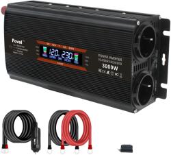  Teljesítmény-inverter, 3000W csúcsteljesítmény, AC220V-240V kimenet, 3000W fekete LCD, AC220V-240V, DC12V