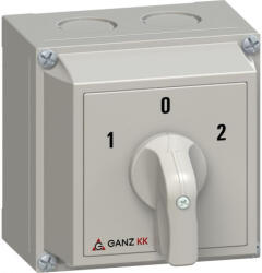 Ganz KK Kft Ganz KKM0-20-6005 Átkapcsoló 0 állással, tokozott kézikapcsoló 20A, 1-0-2 felirat, IP65, 2P (3AC6005XB00S20)