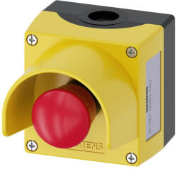 Siemens 3SU1801-0NA00-2AC2 tokozott vészgomb védőgallérral, 1NC, reteszoldás forgatással Sirius (3SU18010NA002AC2)