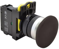 Tracon gombafejű nyomógomb, fekete 1×NO, 5A/230V 40mm, IP65 - NYG3-MBK (NYG3-MBK)