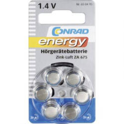 Conrad energy ZA675 hallókészülék elem, cink-levegő, 1, 4V, 630 mAh, 6 db, Conrad Energy ZA675, PR44 (650495)