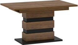 TEMPO KONDELA Széthúzható étkezőasztal, bolzano tölgy/fekete, 140-180x86 cm, DELIS S - pepita