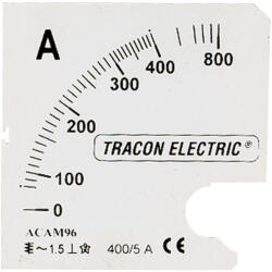 TRACON skálalap ACAM96-5 alapműszerhez 0 - 300 (600) A - SCALE-AC96-300/5A (SCALE-AC96-300/5A)