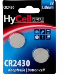 HyCell CR2430 lítium gombelem, 3 V, 300 mA, 2 db, HyCell BR2430, DL2430, ECR2430, KCR2430, KL2430, KECR2430, LM2430 (5020172)