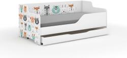  LILU gyerekágy laminált fronttal és oldallal 160x80cm matraccal és ágyneműtartóval - erdei állatok