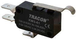 TRACON Helyzetkapcsoló, mikro, íves-rugószár 16(4)A / 250V AC, 28mm, 6, 3x0, 8 mm, IP00 KW3-61 Tracon (KW3-61)