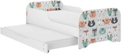  MIKI gyerekágy 160x80cm matraccal és ágyazható ágyneműtartóval benne 140x70 cm matraccal - erdei állatkák
