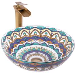 Rea Aztec - Pultos Mosdókagyló - 40x40cm - Kézzel Festett