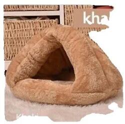  Macskaágy, többfunkciós kialakítás, puha bársony anyag, khaki, 50x50 cm