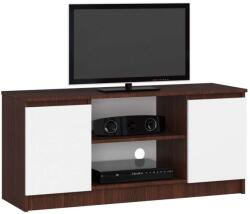 AKORD RTV Szék 120 cm 2 Ajtós 1 Polcos Wenge/Fehér, CLP Rendszerű, Laminált Lemez, Fehér Mat Front, ABS Élzárás, Összeszerelést Igényel, Modern Design media szekrény (OP0LRTVVENBIA005)