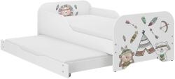  MIKI gyerekágy 160x80cm matraccal és ágyazható ágyneműtartóval benne 140x70 cm matraccal - indián falu