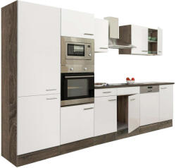 Leziter Yorki 340 konyhablokk yorki tölgy korpusz, selyemfényű fehér fronttal polcos szekrénnyel (L340YFH-PSZ)