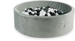  Szürke velvet anyagú labdamedence 130x40 cm