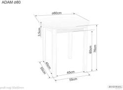  Adam fi80 Kerek Étkezőasztal Laminált Tölgy/Kasmír