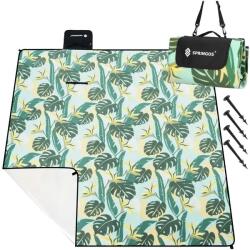 Springos Springos® 200×200 cm piknik pléd, vízálló polár+alumínium, zöld-sárga (PM052)