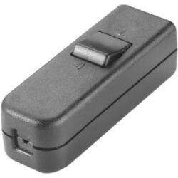inter Bär 1 pólusú zsinórkapcsoló, 6 A 50 V/AC, fekete (8006-004.01) - aqua