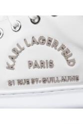 Karl Lagerfeld bőr tornacipő metál logóval 43 EU Törtfehér