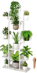  Növényállvány, 7 szintes, beltéri, kültéri használatra, fehér 7 rétegű