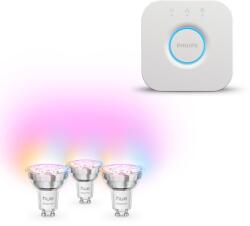 Philips Hue Bridge 2.0 + Philips Hue Essential White and Color Ambiance 4, 7 W, GU10, 3 db (929001180642/929004235704)