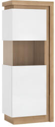 Tempo Vitrines szekrény LYOV01L, tölgy riviera/fehér extra magasfényű, LEONARDO