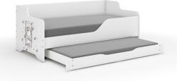  LILU pat pentru copii cu front laminat 160x80cm cu saltea și spațiu de depozitare lenjerie de pat extensibil, cu saltea de 140x70 cm în interior - fată balansând