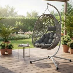 GardenLine összecsukható Függőfotel párnákkal - Szürke (FAT9094)