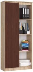 AKORD CLP Álló Polcrendszer - 80x180x35 cm, Laminált Lemez, ABS Szegély, 1 Ajtós, 8 Polcos, Sonoma Tölgy/Wenge, Matt Felület, Összeszerelendő Bútor (RP0PREGDABVEN004)