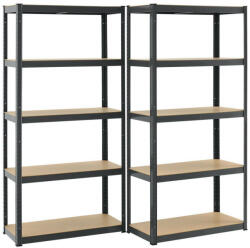  Basic nagy teherbírású polcrendszer fém polc tároló szürke180x90x40 cm 2 db-os szett 21151