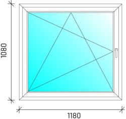  120x110 Bukó-nyíló műanyag ablak