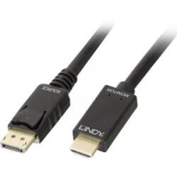Lindy Kijelző csatlakozó / HDMI Csatlakozókábel [1x DisplayPort dugó - 1x HDMI dugó] 1.00 m Fekete (36921) - aqua