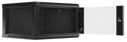 Lanberg WF01-6606-10B 19" 6U SZÉL: 600mm MÉLY: 600mm MAG: 379mm lapraszerelt üvegajtós fekete fali rack szekrény - pepita