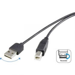 Renkforce USB 2.0 A/B Renkforce csatlakozókábel 1, 8 m, megfordítható dugóval (RF-4078644)